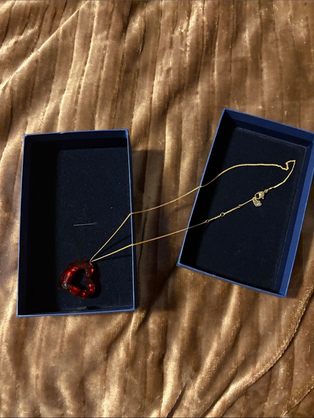 Swarovski Gold-Tone Chain with Red Heart Crystal Pendant